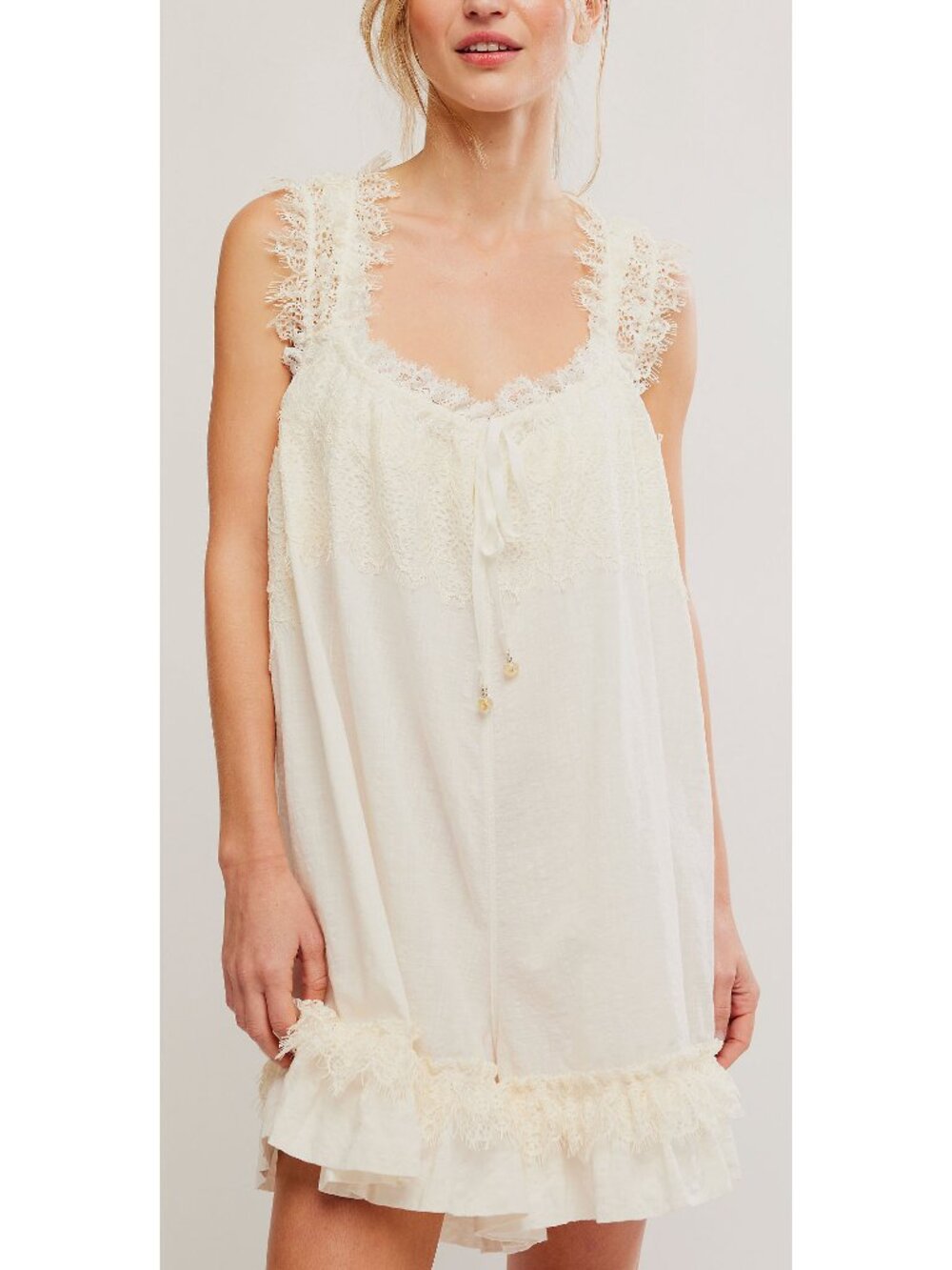 Free People Wish Me Luck Romper / Clean Ivory NWT - Picture 2 of 6